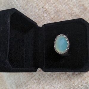 New Sterling Silver Aqua Chalcedony Ring, Size 5 1/2, Blue Green, Genuine, Boxed
